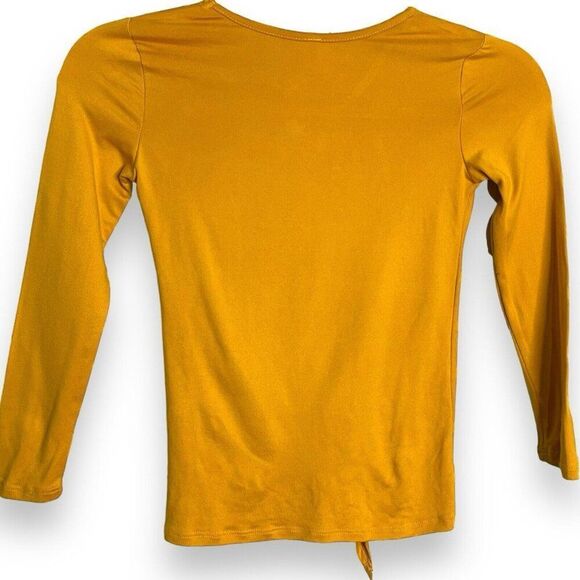 Queen Bee Cute For You Graphic Print Top Girls M Golden Yellow Tie Front Casual - Picture 6 of 8